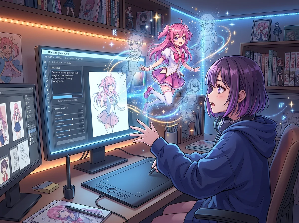 Create anime art from text descriptions using MuseVideo AI anime image generator