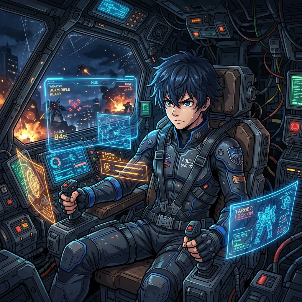 Mecha Pilot in Cockpit