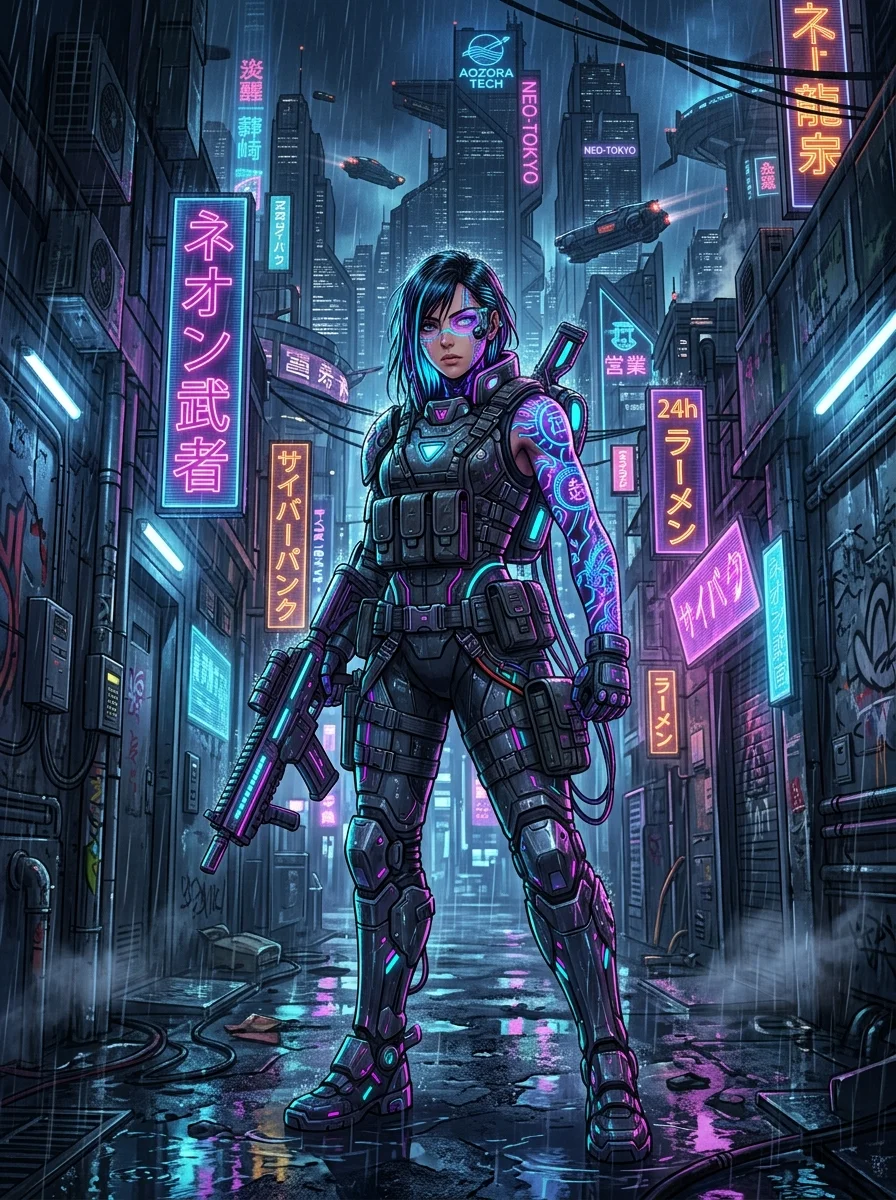 Cyberpunk Neon Warrior