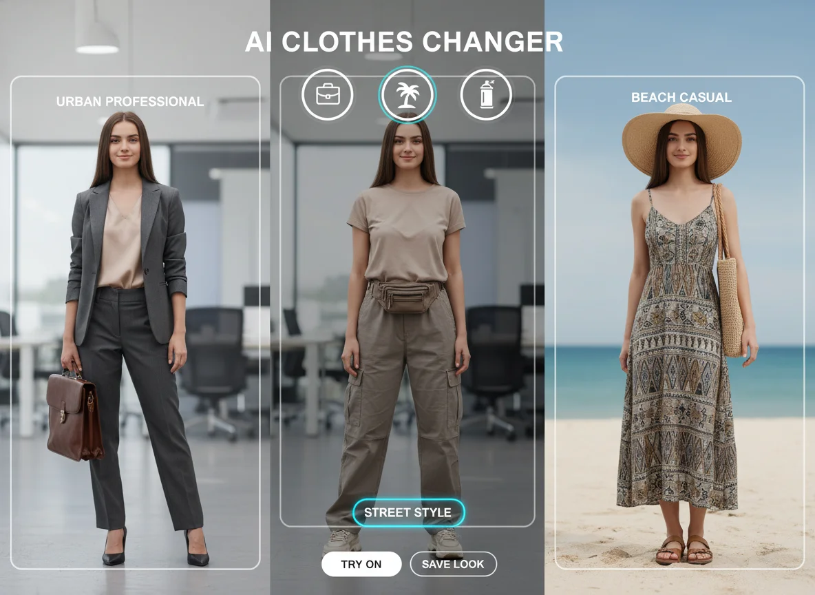 Select outfit style in AI clothes changer interface