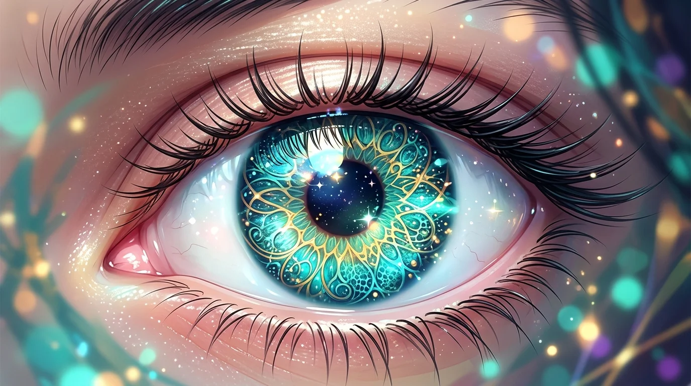 Ultra detailed anime eye close-up showcasing high-resolution photo to anime rendering quality