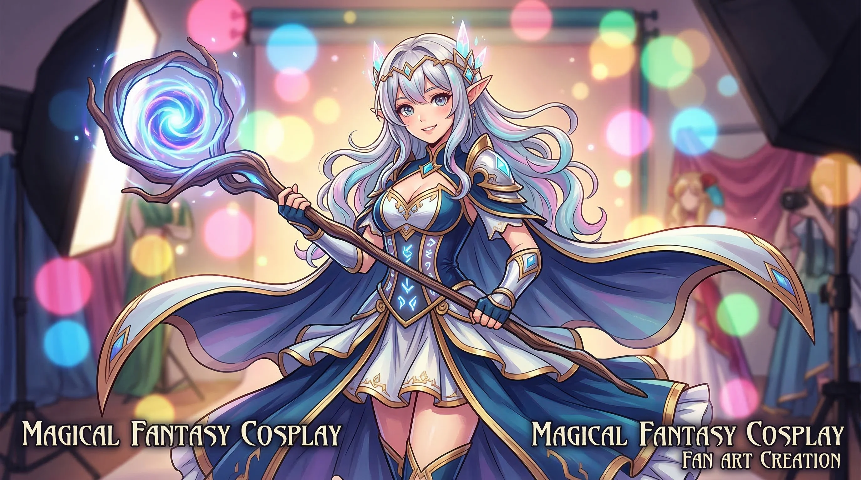 Colorful anime entertainment scene with dynamic effects for photo to anime video creation