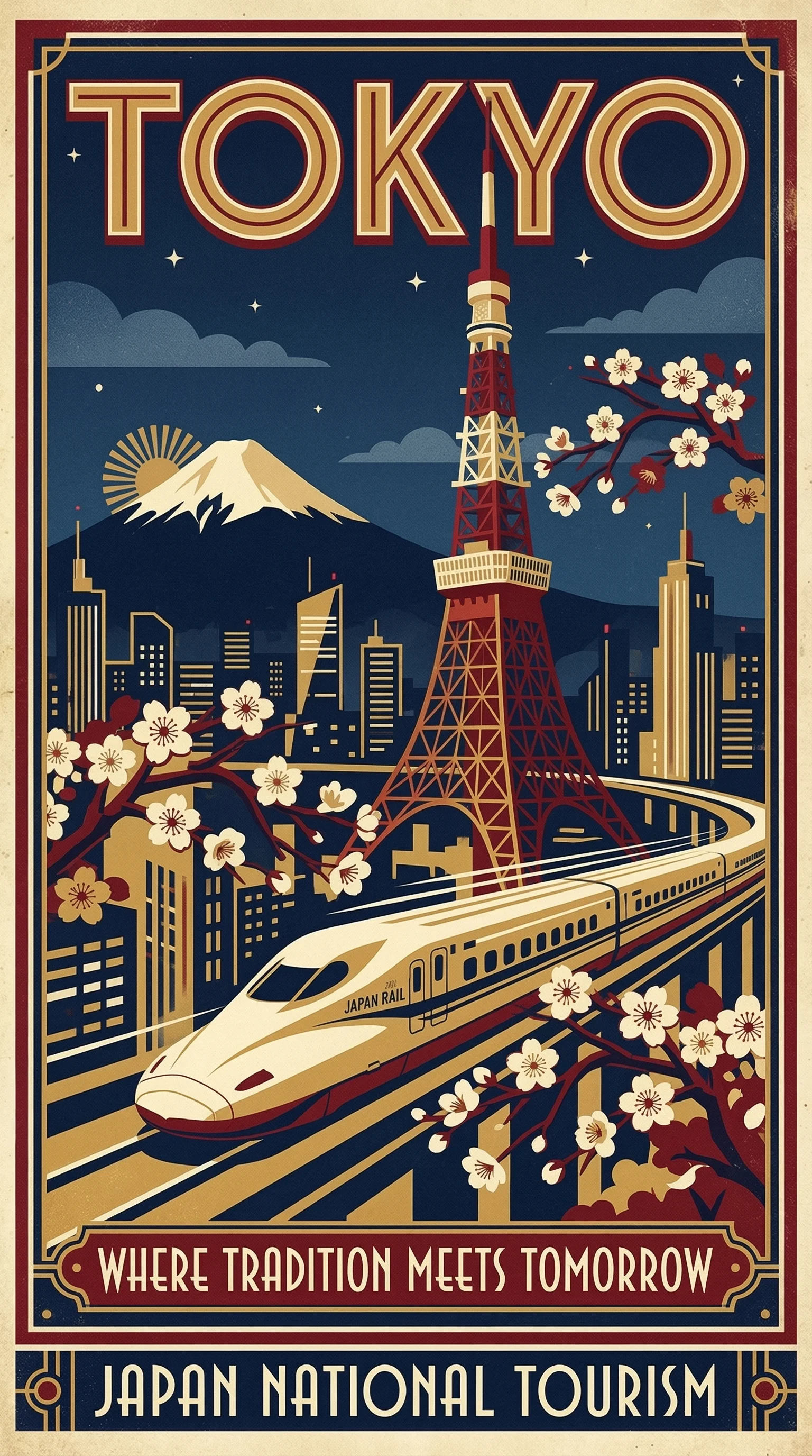 Vintage 1930s-style travel poster with bold geometric shapes and retro typography. showcasing Nano Banana 2 AI image generator capabilities